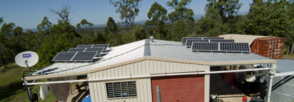 Our 1.98kW solar array on the roof of the "office"